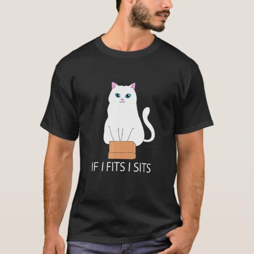 If I Fits I Sits Cat In A Box Ee Cat Meme Fat Kitt T_Shirt