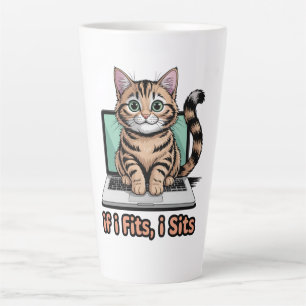 If I Fits I Sits Funny Cat Meme Laptop Worker Gift Latte Mug