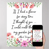 Garden of Flowers Alfred Tennyson Wood Box wedding Keepsake 