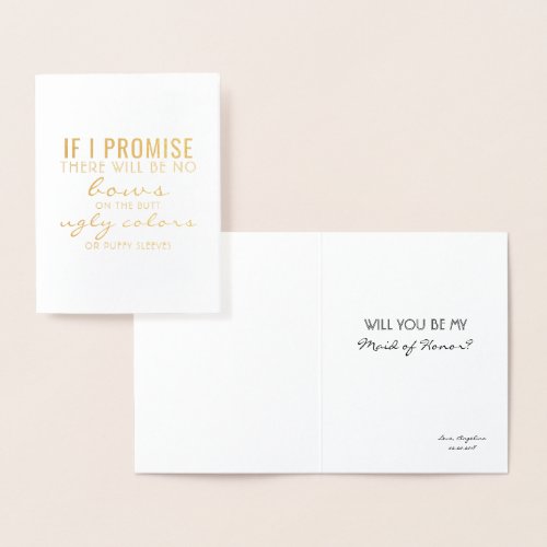If I Promise _ Funny Bridesmaid Proposal Foil Card