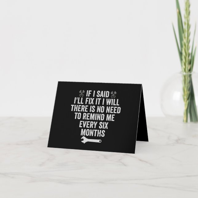 If I Said I'll Fix it I Will Funny Mechanic Gift  Thank You Card (Front)