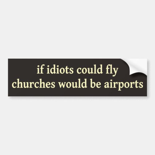 If idiots could fly churches would be airports bumper sticker