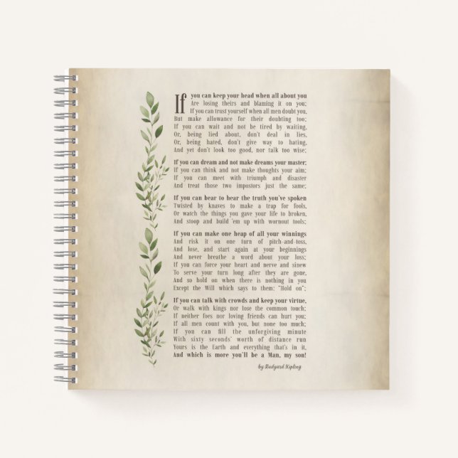 IF, Inspired poem of Rudyard Kipling  Notebook (Front)