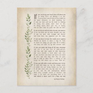 IF, Inspired poem of Rudyard Kipling Postcard