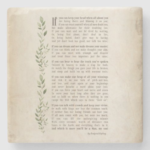 IF Inspired poem of Rudyard Kipling Stone Coaster