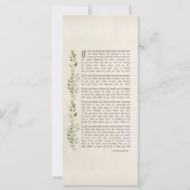 IF, Inspired poem of Rudyard Kipling- young man (Front)