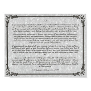 IF Inspiring Poem for Young Men by Rudyard Kipling Poster