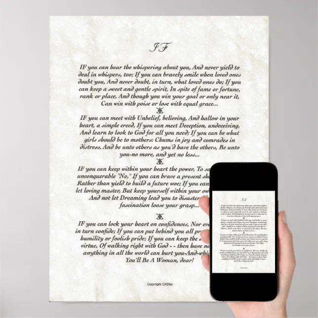 IF Inspiring Poem for Young Men by Rudyard Kipling Poster | Zazzle