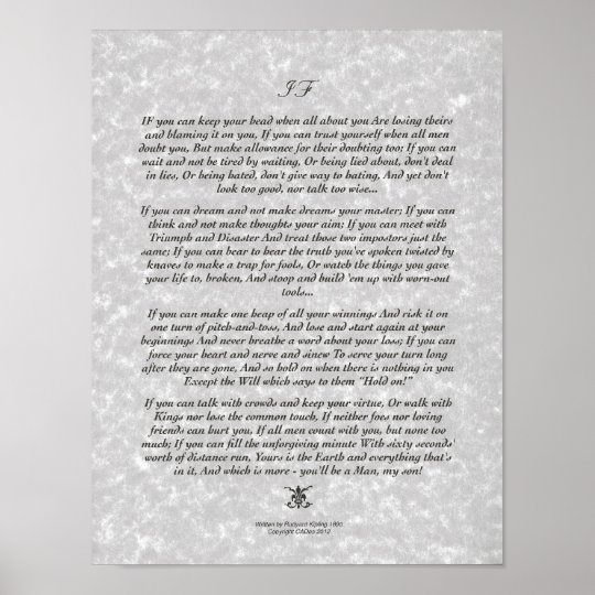 IF Inspiring Poem for Young Men by Rudyard Kipling Poster | Zazzle.com