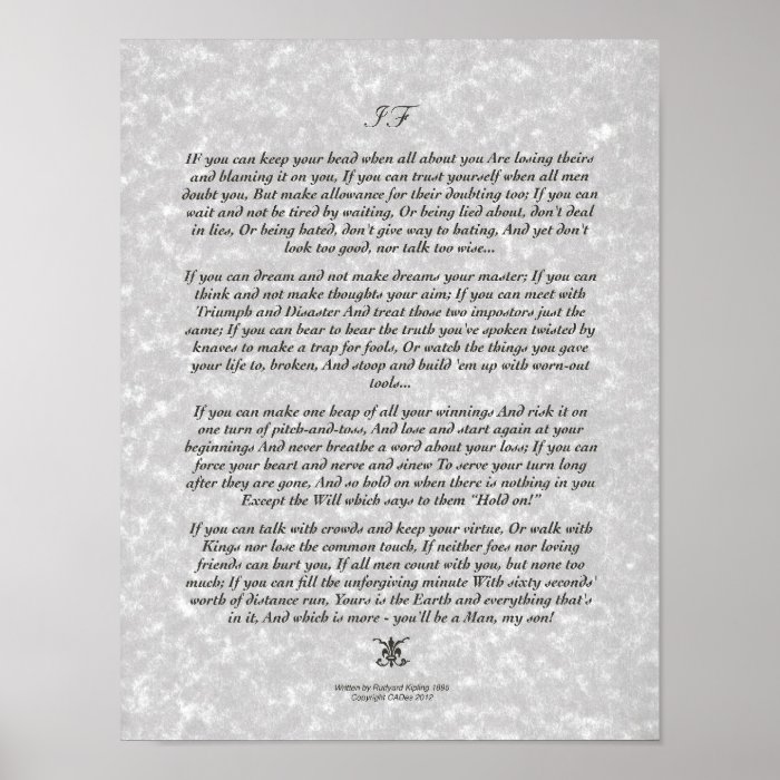 IF Inspiring Poem for Young Men by Rudyard Kipling Print