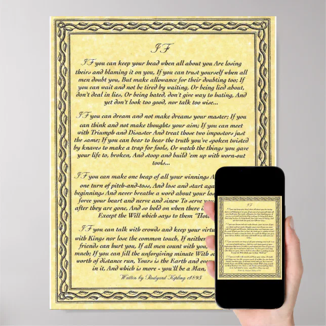 IF Inspiring Poem for Young Men by Rudyard Kipling Poster | Zazzle