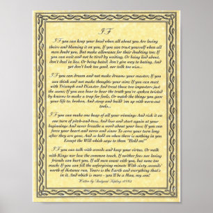 IF Inspiring Poem for Young Men by Rudyard Kipling Poster