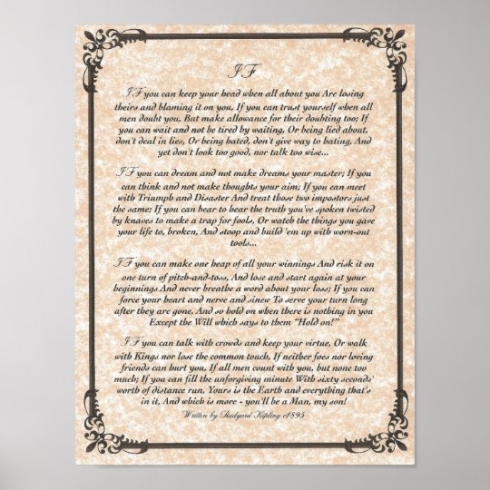 IF Inspiring Poem for Young Men by Rudyard Kipling Poster | Zazzle.com