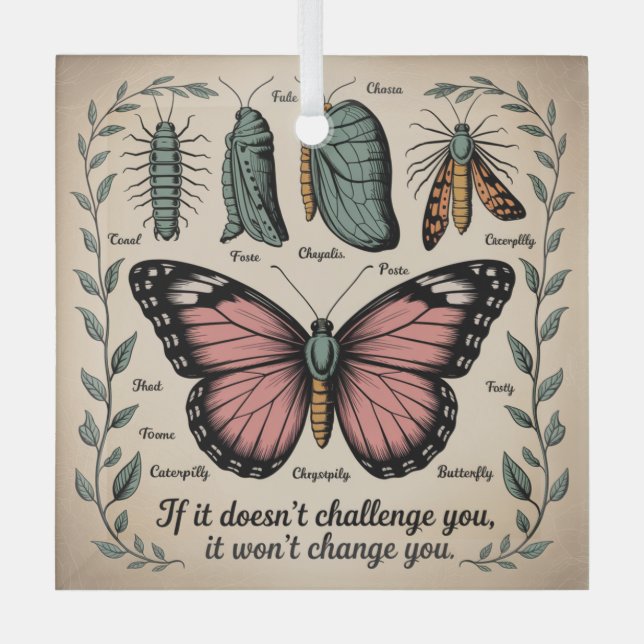 If It Doesn't Challenge You, It Won't Change You Glass Ornament (Front)