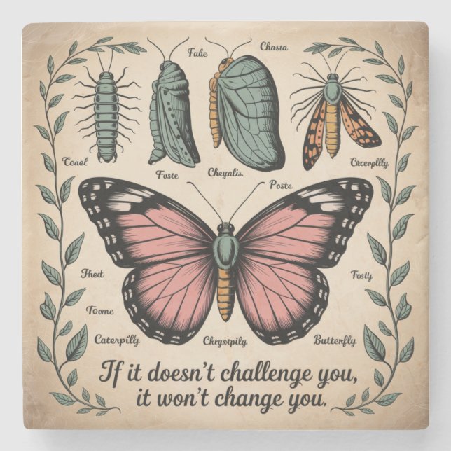 If It Doesn't Challenge You, It Won't Change You Stone Coaster (Front)