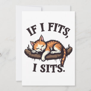 If it Fits I Sits Funny Sleepy Cat Feline Kitten   Thank You Card