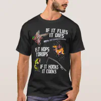 If It Flies Dies Hops Drops Hooks Cooks Hunting Fi Throw Pillow