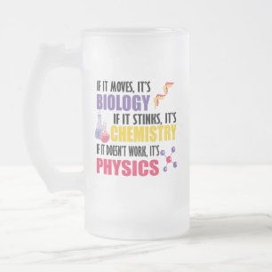 If It Moves It's Biology Frosted Glass Beer Mug