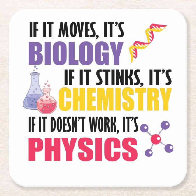 If It Moves It's Biology Square Paper Coaster (Front)