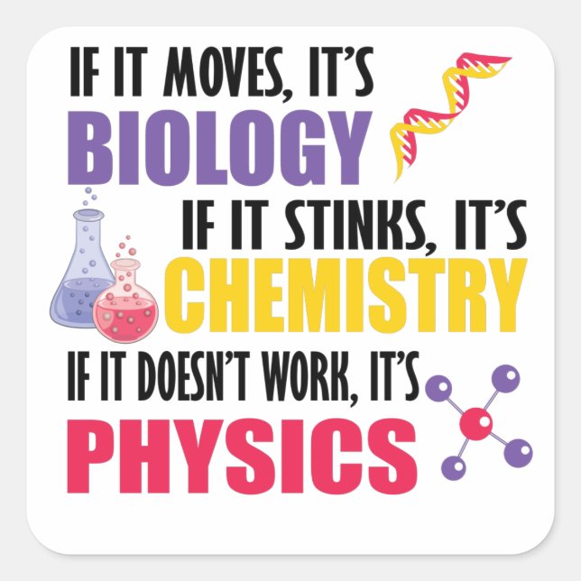 If It Moves It's Biology Square Sticker (Front)