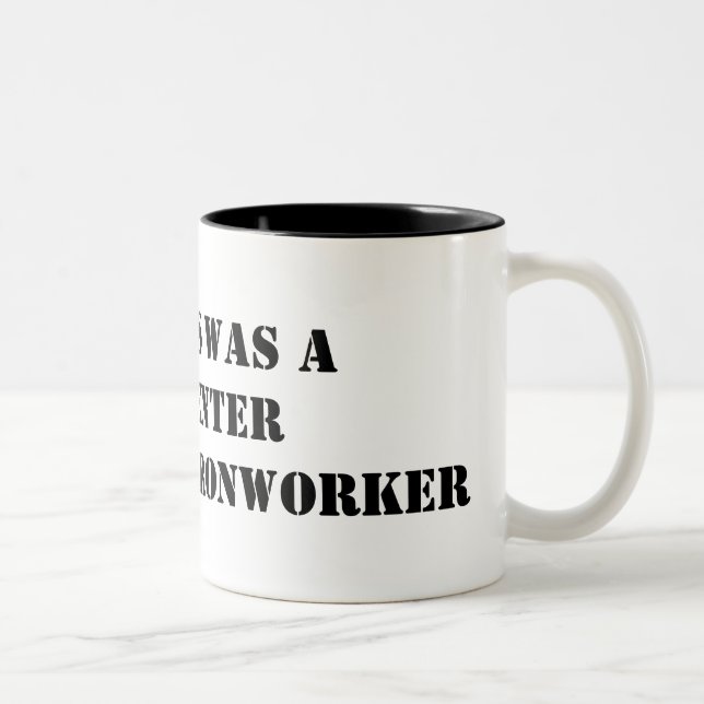 if jesus was a carpenter god was a ironworker Two-Tone coffee mug (Right)