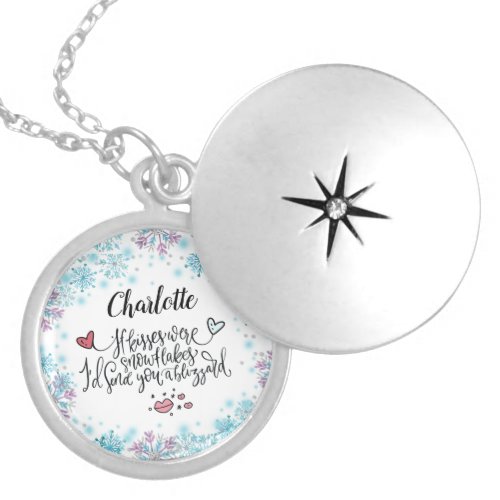 If Kisses were Snowflakes Personalized Name Locket Necklace