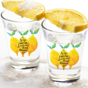 If Life Gives you Lemons Funny Lemon Watercolor Shot Glass