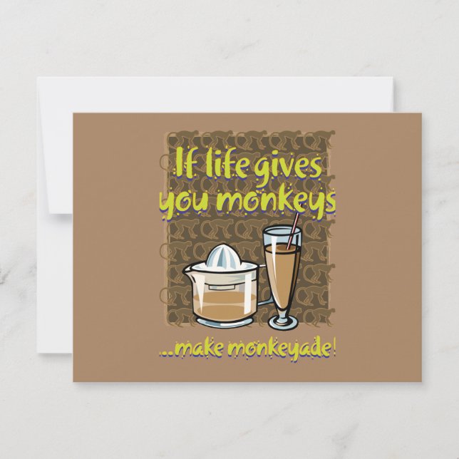 If life gives you monkeys Brown BG Note Card (Front)