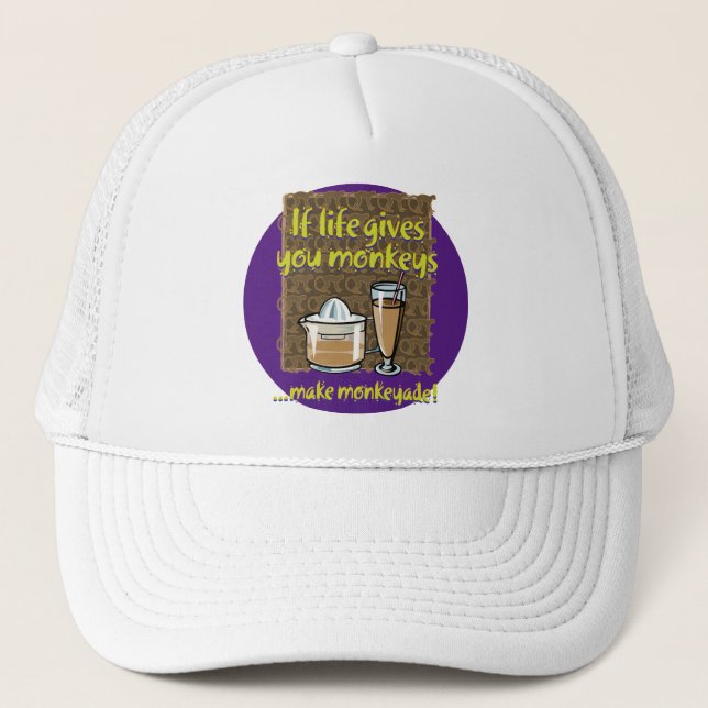 If life gives you monkeys Purple BG Trucker Hat (Front)