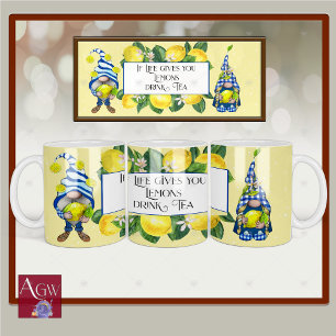 If live gives you lemons gnomes yellow blue mug