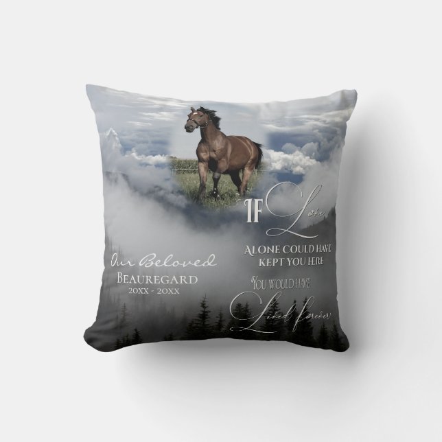 If Love Alone Foggy Trees Memorial PHOTO Prayer Throw Pillow (Front)