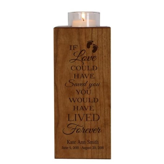 If Love Little Feet Memorial Candle Holder (Front)
