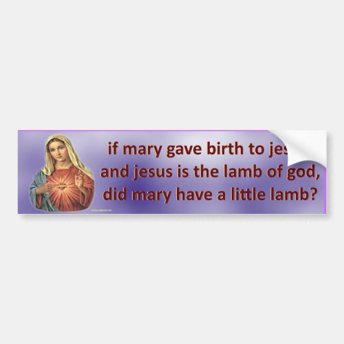 if mary gave birth to jesus bumper sticker