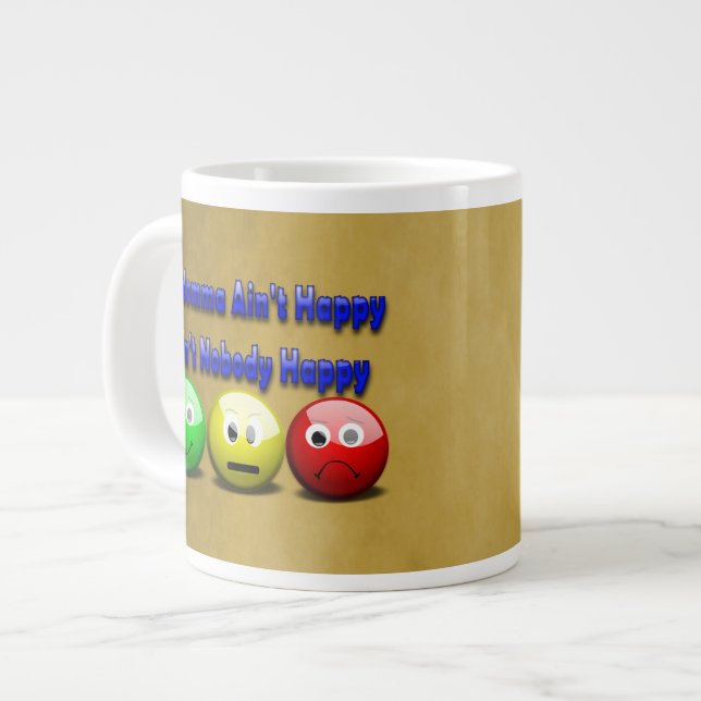 If Momma Ain't Happy Saying with Emojis Giant Coffee Mug (Front Left)