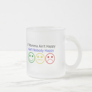 If Momma Ain't Happy Saying with Smile Faces Frosted Glass Coffee Mug