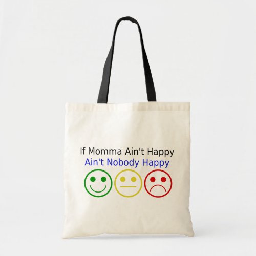 If Momma Aint Happy Saying with Smile Faces Tote Bag