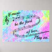 William Shakespeare Quote Print if Music Be the Food of -  Israel