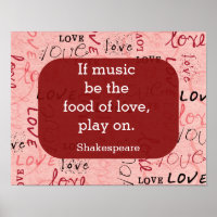 William Shakespeare Quote Print if Music Be the Food of -  Israel