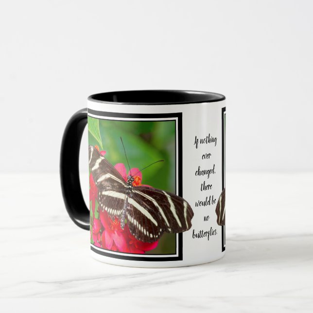 If Nothing Ever Changed | Zebra Butterfly Photo Mug (Front Left)