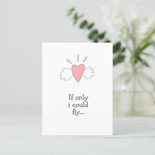 If only i could fly Long Distance Hug Get Well Postcard