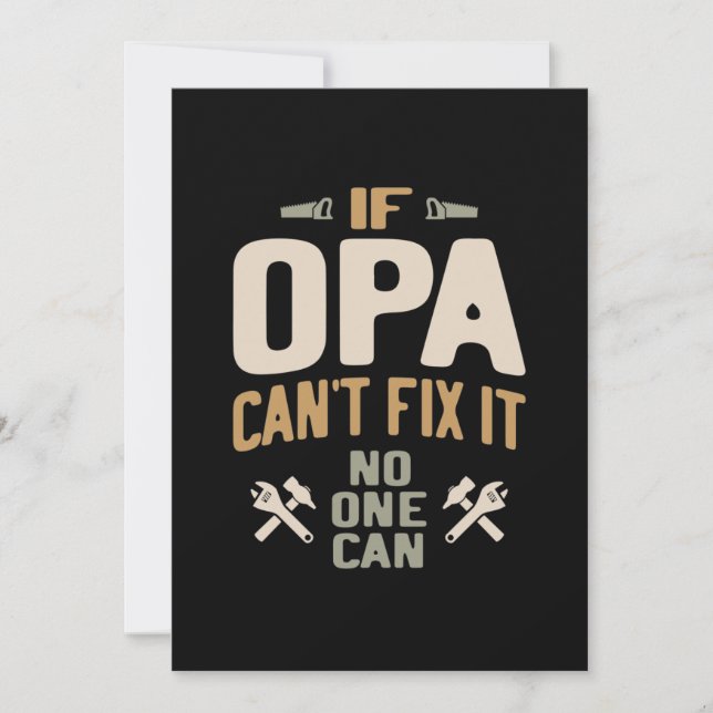 If Opa Can't Fix It No One Can - Father & Grandpa Thank You Card (Front)