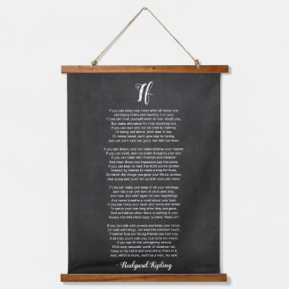 If Poem by Rudyard Kipling Black and White Hanging Tapestry