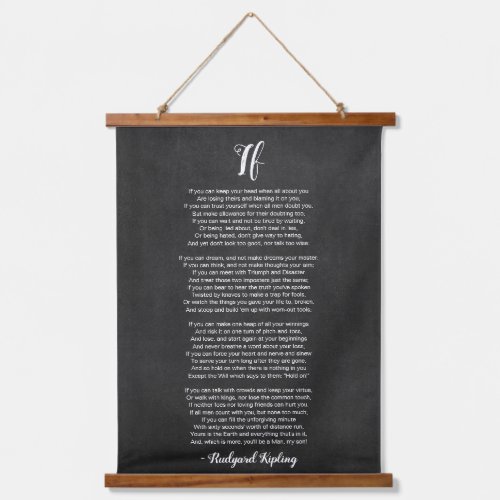 If Poem by Rudyard Kipling Black and White Hanging Tapestry