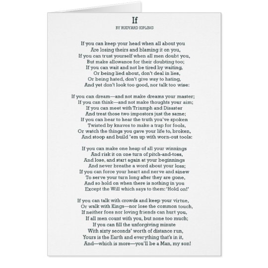 IF Poem by Rudyard Kipling Card | Zazzle.com