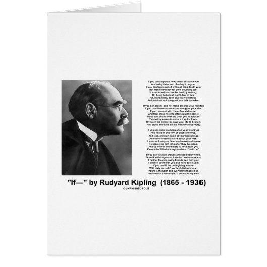 "If— " Poem By Rudyard Kipling Cards (Front)