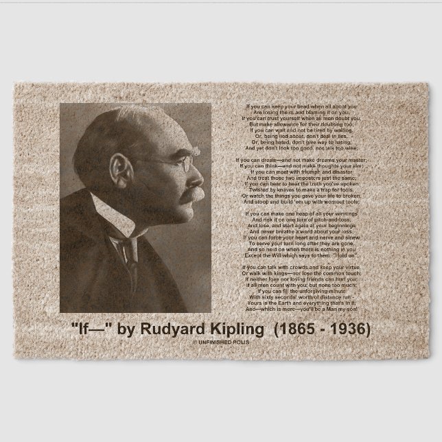 "If— " Poem By Rudyard Kipling Fiber Doormat (Front)
