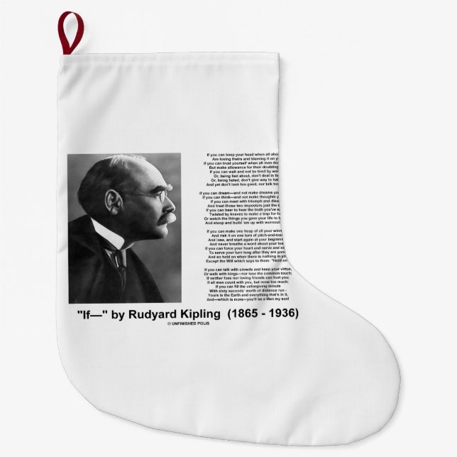 "If— " Poem By Rudyard Kipling Inspirational Large Christmas Stocking (Front)