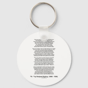 If Poem By Rudyard Kipling (Inspirational Poem) Keychain