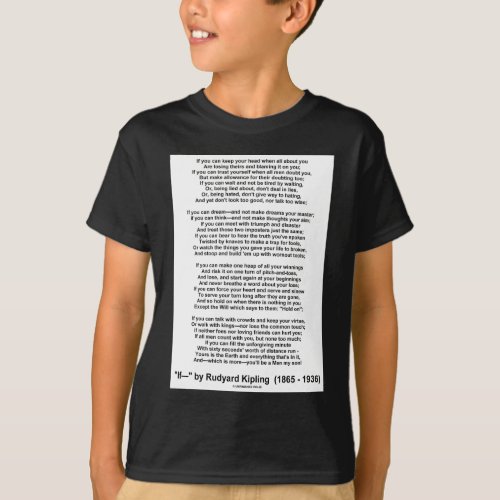 If Poem By Rudyard Kipling Inspirational Poem T_Shirt