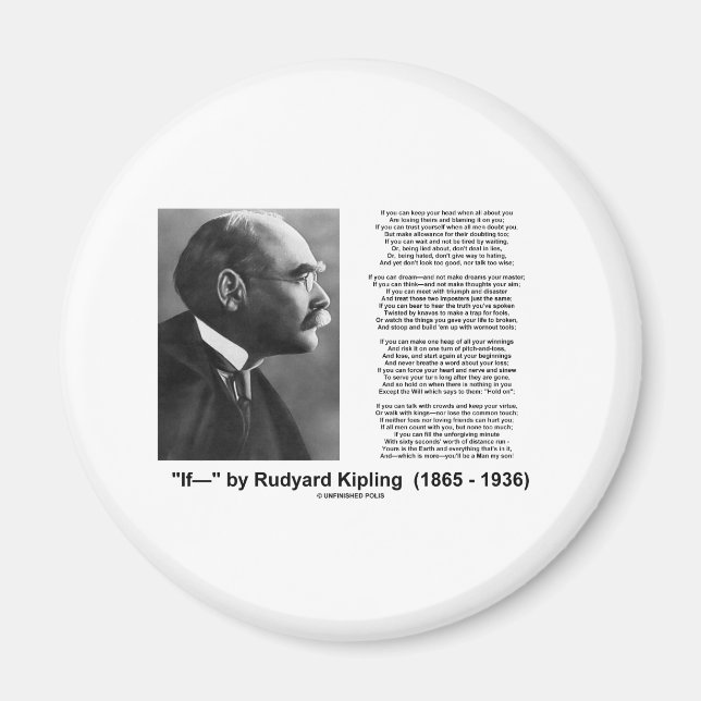 "If— " Poem By Rudyard Kipling Magnet (Front)